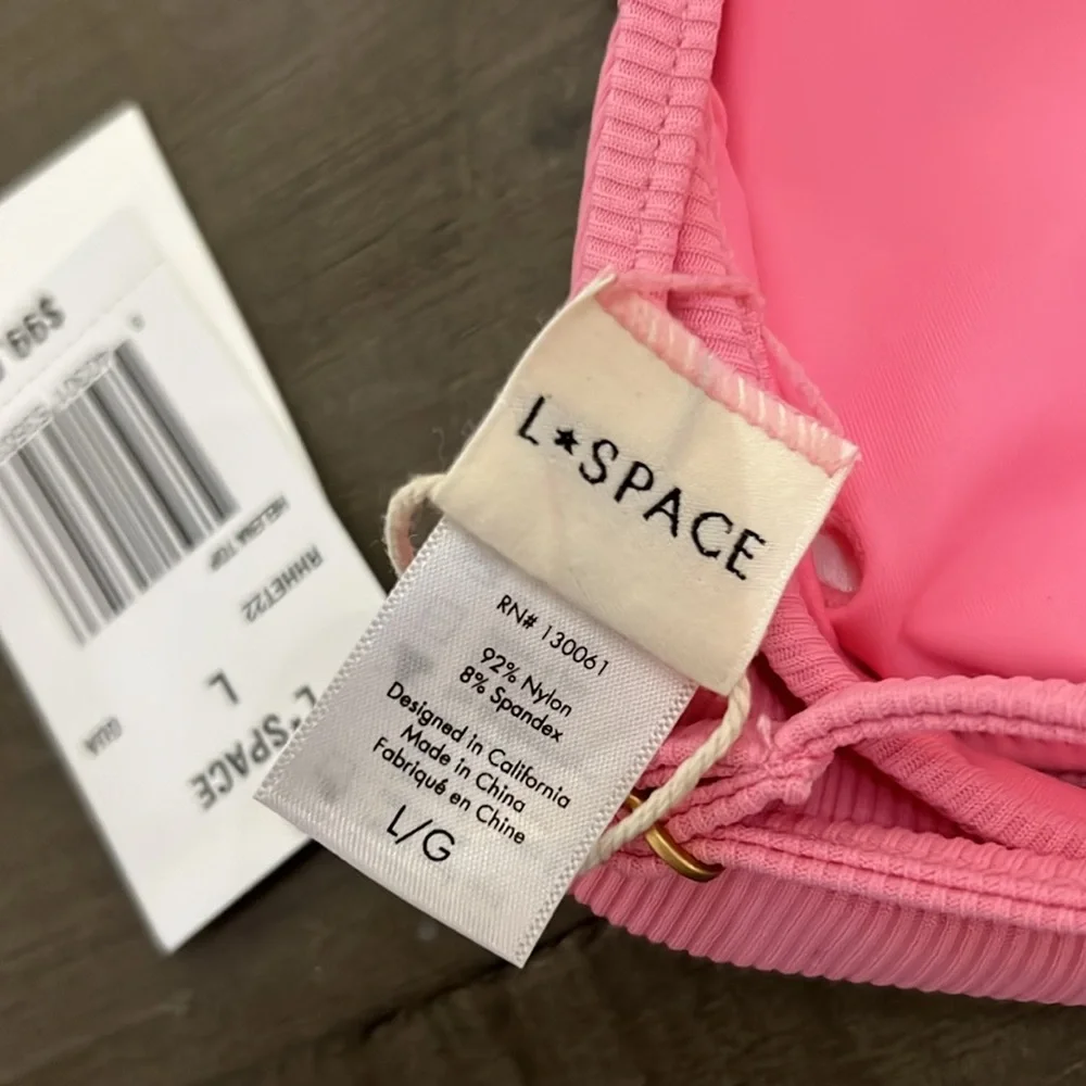 L*Space Helene Swimsuit Top Adjustable strap New with Tag Pink Guava Bikini